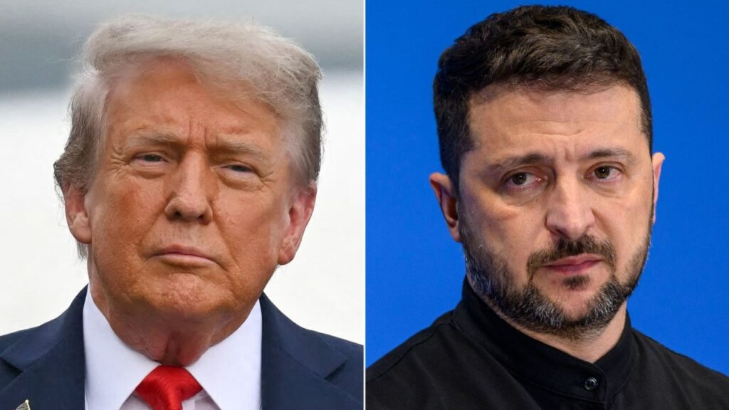 Donald Trump and Volodymyr Zelenskyy at White House meeting on Ukraine conflic