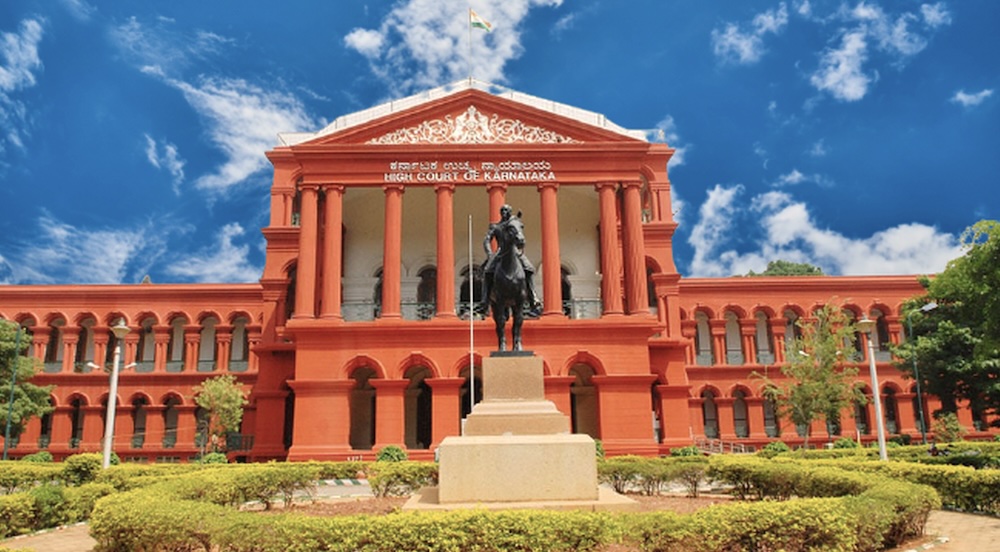 Karnataka High Court building with social media icons representing regulation