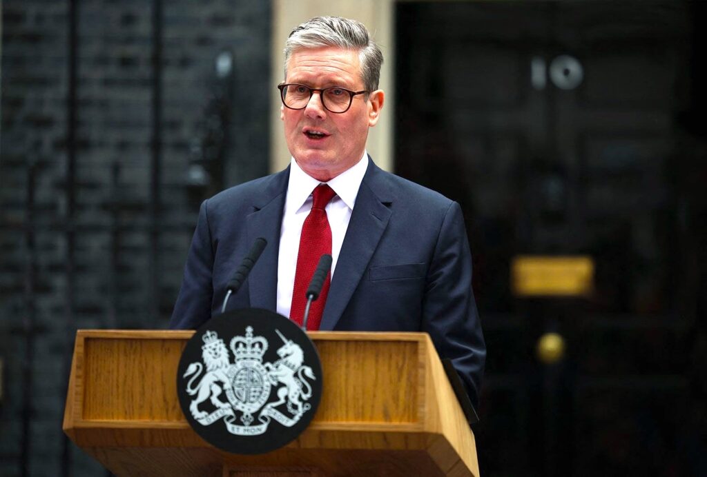 Keir Starmer announcing UK policy shift on Palestine