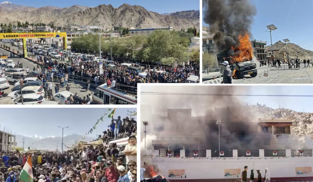 Gen Z youth protesting during Ladakh Sixth Schedule agitations in Leh 2025