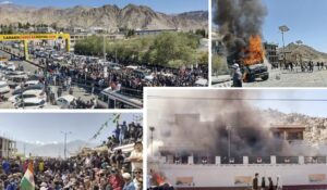 Gen Z youth protesting during Ladakh Sixth Schedule agitations in Leh 2025