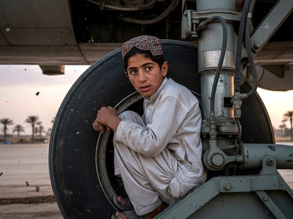 Afghan boy stowaway Kabul Delhi airport landing gear incident