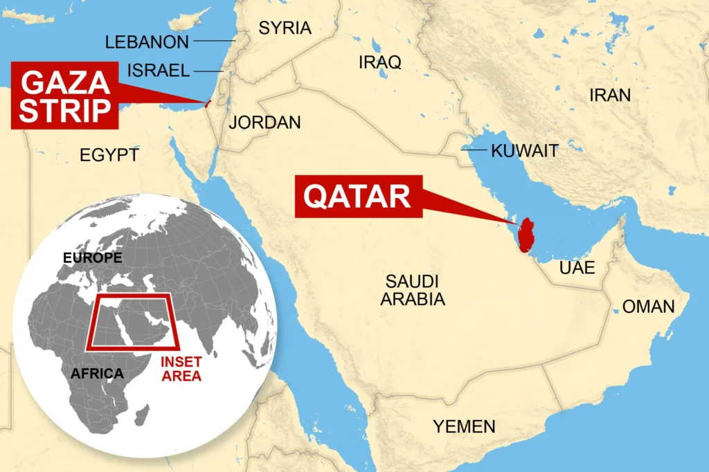 Qatar and Israel on Map