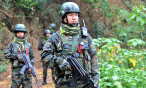 Security forces during an operation in Manipur