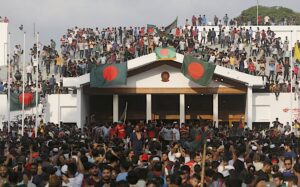 Students in Dhaka protest quota reinstatement during the 2024 Gen Z revolution.