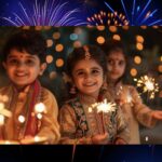 Fireworks over city skyline highlighting Diwali pollution debate