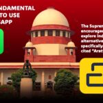 Supreme Court of India building with WhatsApp and Arattai logos.