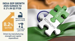 India GDP growth 2025 rises to 8.2 percent in Q2 FY26