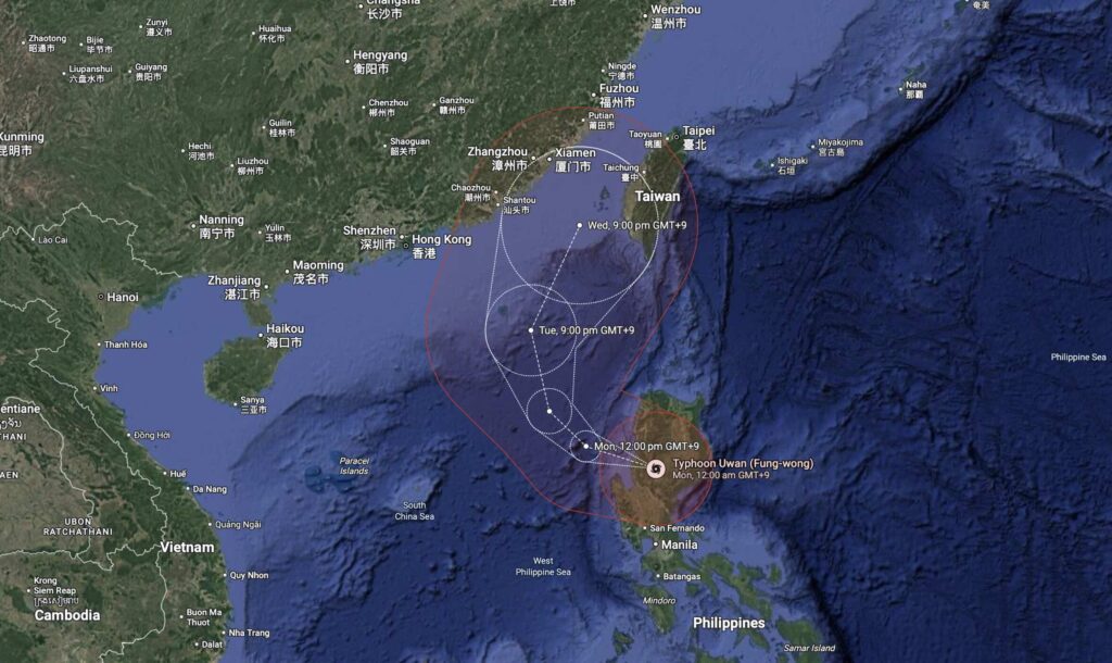 Satellite image of powerful cyclone near the Philippines