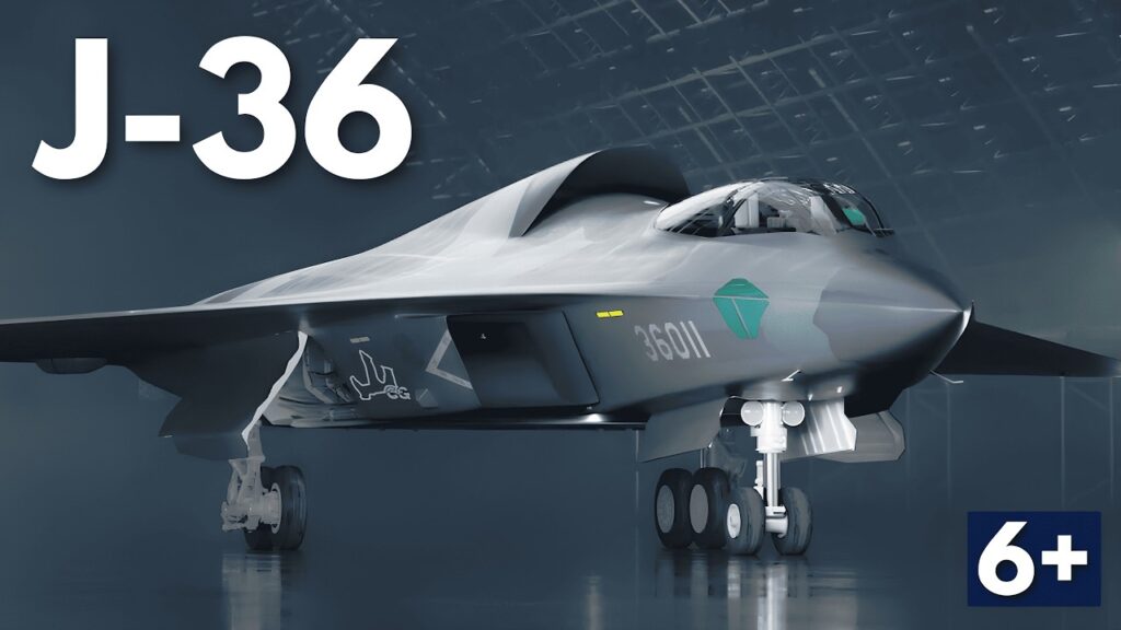 China’s J-36 sixth-generation stealth fighter prototype undergoing flight tests showcasing its tailless design and advanced avionics.