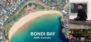 Bondi Beach shooting scene with police response.