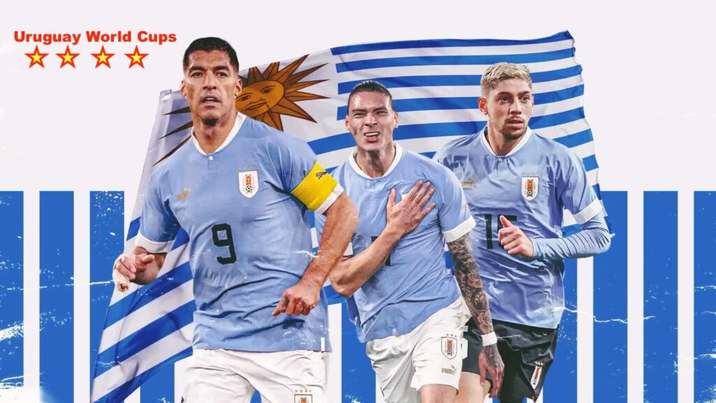 Uruguay World Cups history showing four stars approved by FIFA