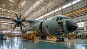 Tata-Airbus C-295 military transport aircraft assembly line in Vadodara, India