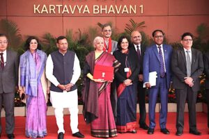 Finance Minister presenting India’s Union Budget 2026–27 in Parliament