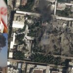 Aerial view of damage at Iran’s Supreme Leader Khamenei’s compound after strikes