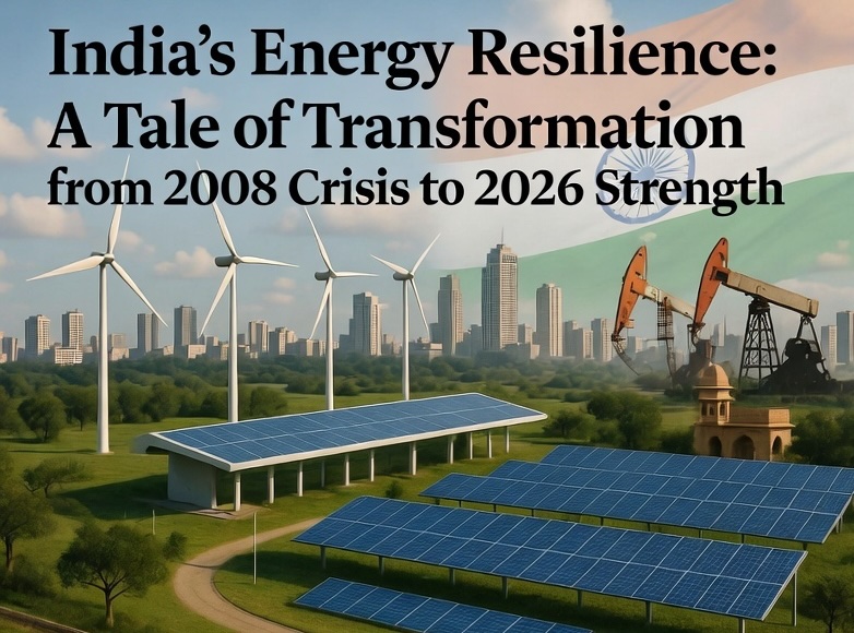 India energy resilience showing economic and energy transformation from the 2008 oil crisis to 2026