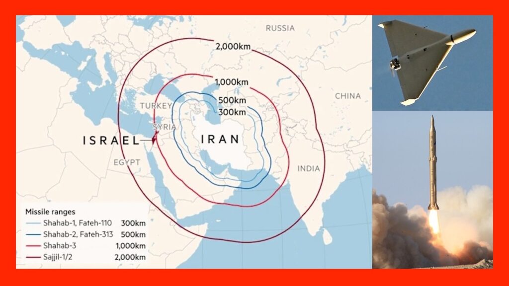 Map showing Iran missile surge impact across Israel and GCC