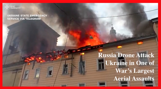 Russia drone attack Ukraine strikes damage Lviv buildings