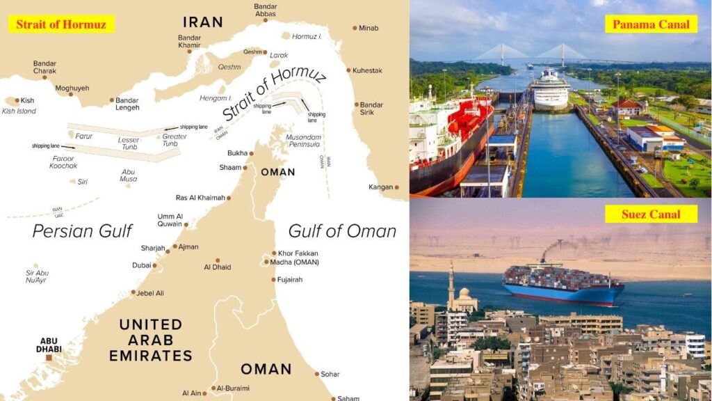 Global waterways comparison showing Strait of Hormuz and major canals amid Hormuz Toll Debate