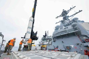 US Navy destroyer getting loaded with Tomahawk missiles amid depletion concerns