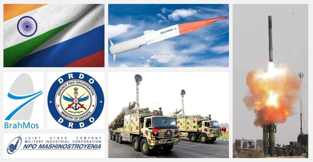 Indian BrahMos supersonic cruise missile system on mobile launcher during display and launch.