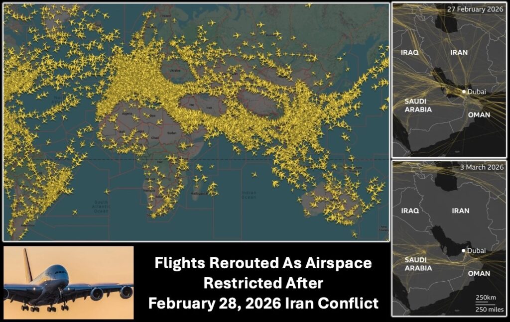 Geopolitics and tourism global flight rerouting map