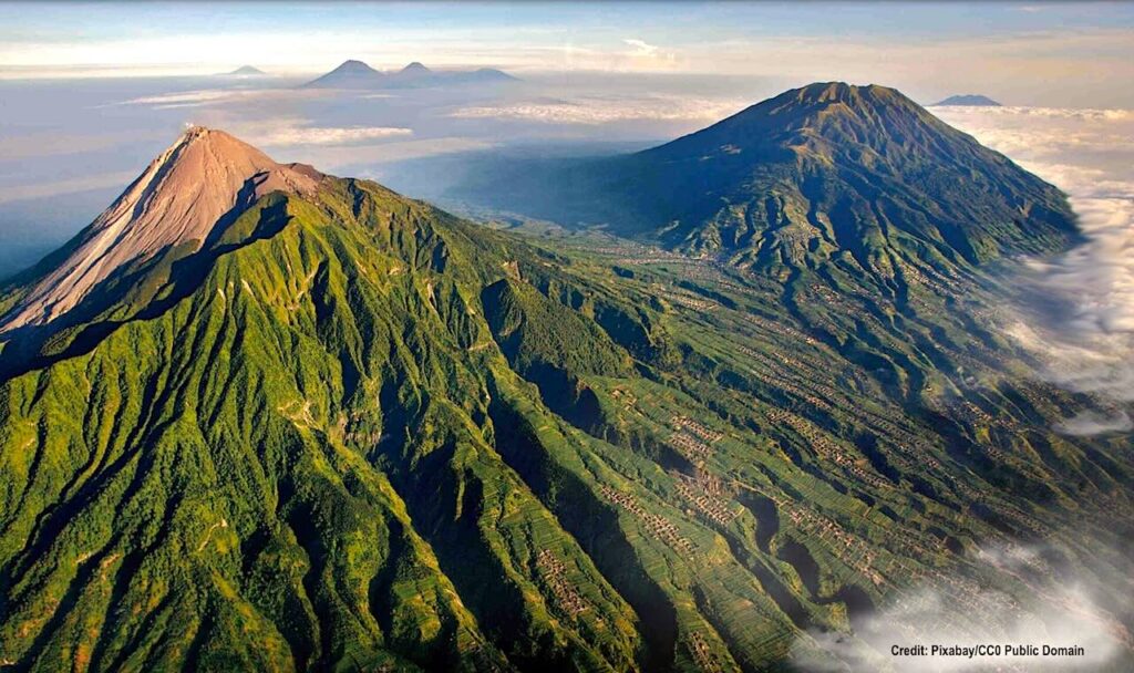 Aerial view Mount Merapi volcano Yogyakarta Travel Guide