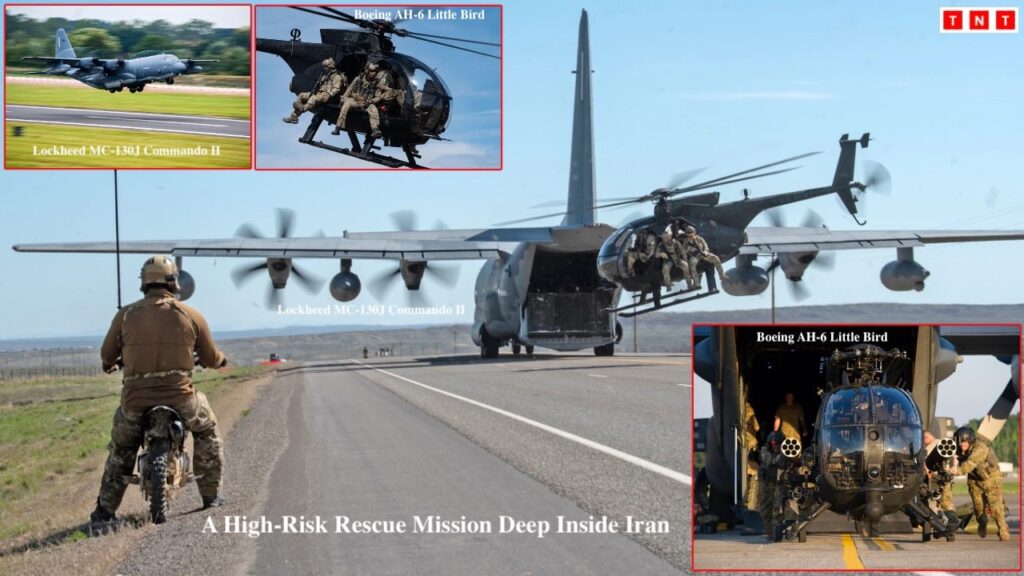 US Special Operations Rescue Inside Iran: MC-130J Commando II loaded with AH-6 Little Bird helicopter landed on austere dirt runway
