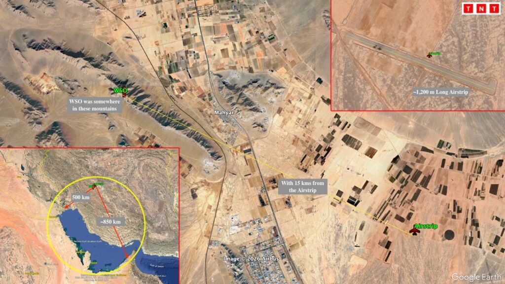 Approximate map location of US special operations forward airstrip south of Isfahan Iran