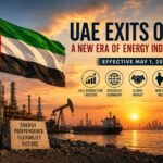 UAE exits OPEC+ in 2026 with oil refinery, tanker, and UAE flag symbolizing energy independence and global oil market shift