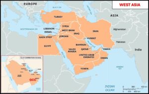 Iran War 2026 Map of West Asia and GCC Countries