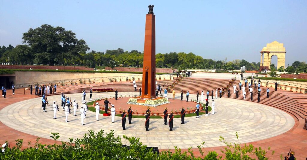 National War Memorial with eternal flame at India Gate, New Delhi