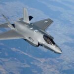 A US Air Force F-35A Lightning II flies during a combat air patrol mission amid heightened tensions in West Asia during Operation Epic Fury in 2026.