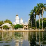 Baba Gorakhnath Temple in Gorakhpur viewed across Mansarovar Pond within the Gorakhnath Temple premises, reflecting the temple’s spiritual setting.