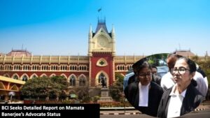 Mamata Banerjee wearing black lawyer gown and white collar bands at Calcutta High Court during post-poll violence hearing on May 14, 2026