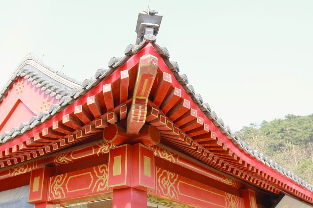 Chinese roof architecture and watchtower on The Great Wall of China at Mutianyu