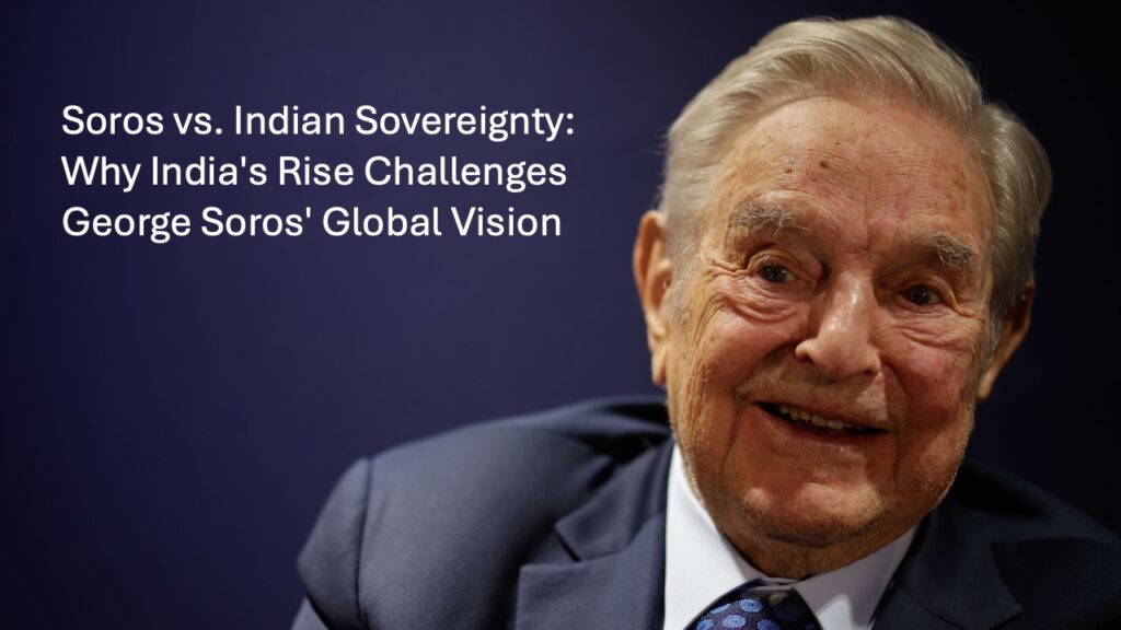 George Soros speaking at an international forum amid the debate over Indian sovereignty and foreign influence