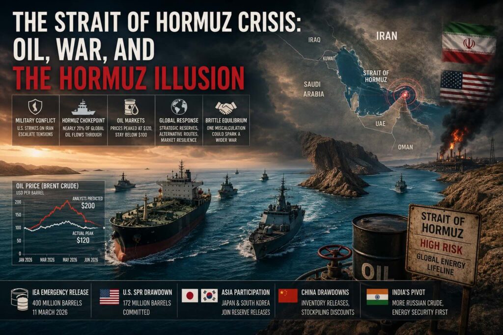 Oil tanker navigating the Strait of Hormuz crisis during the 2026 Iran-US war