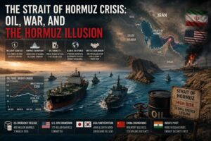 Oil tanker navigating the Strait of Hormuz crisis during the 2026 Iran-US war