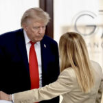 Donald Trump and Giorgia Meloni at the G7 Summit during the Trump Meloni G7 Feud.