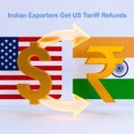 Indian Exporters US Tariff Refunds: Dollar to Rupee money flow between American and Indian flags symbolizing tariff refund payments to Indian exporters in June 2026